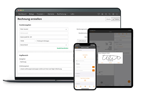 Mit Lexware Office schreiben Sie ganz einfach Rechnungen auf Ihrem Mac, iOS iPhone und Tablet