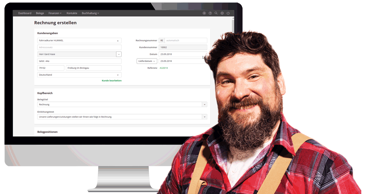 Screenshot zur GoBD-konformen Rechnungserstellung mit Lexware Office